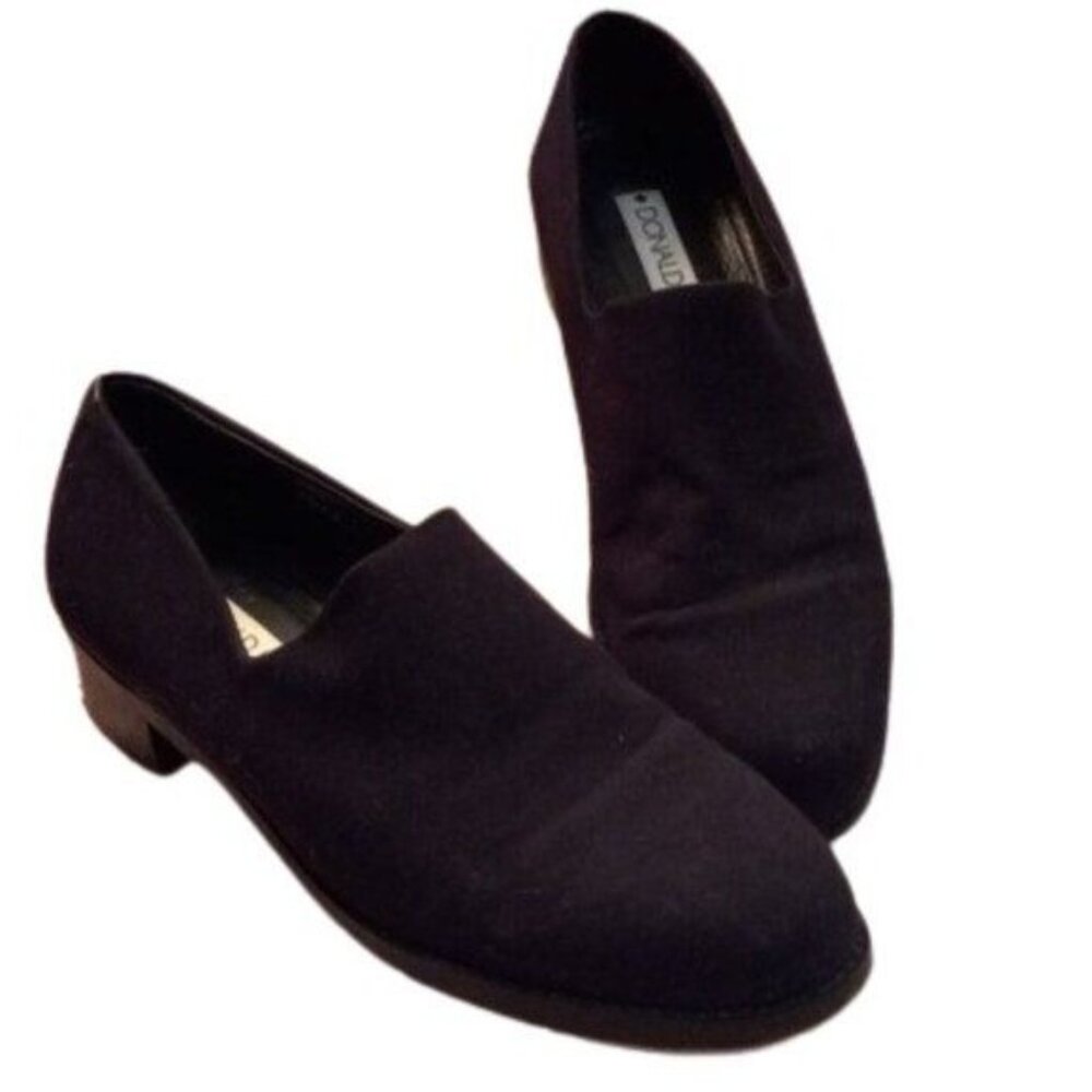 Donald J Pliner 8.5 M Womens Black Suede Slip-On Loafers Leather